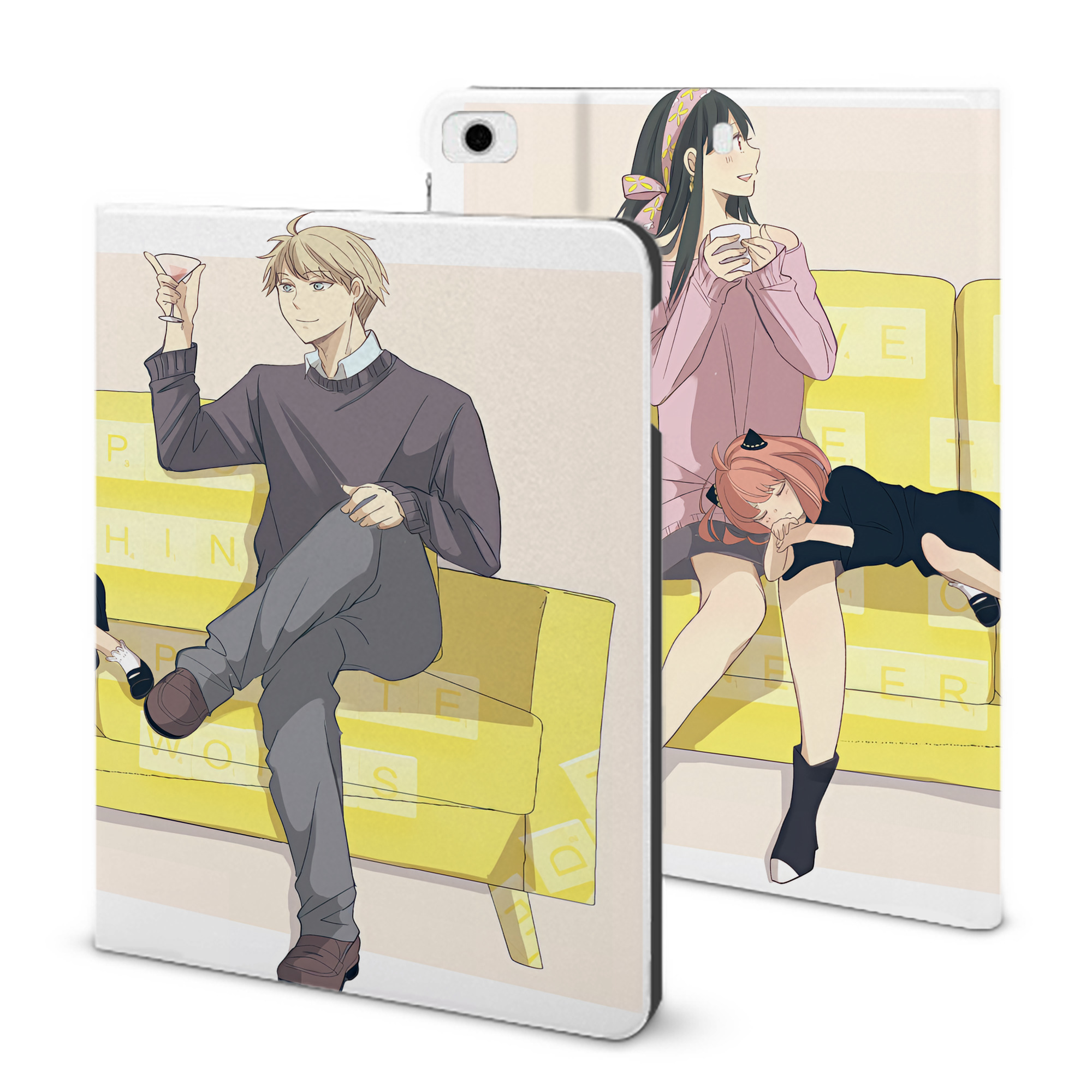 （画像用） SPY×FAMILY间谍家家酒 IPad ケース ブック型 PUレザー TPU 耐衝撃 軽量 薄型 ペン収納なし 全面保護 IPad 各モデル対応